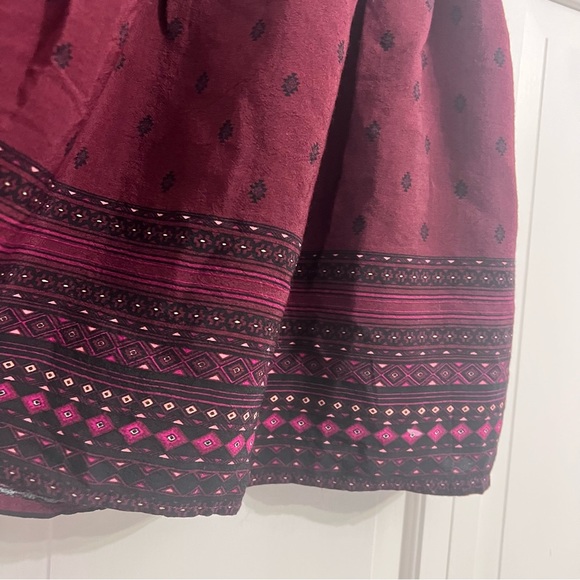 Burgundy Patterned Mini Skirt - Picture 2 of 3
